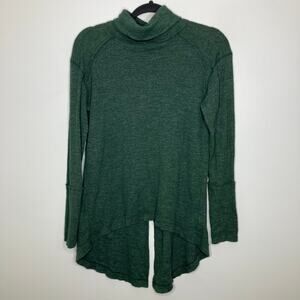 FREE PEOPLE WE THE FREE World Traveler Cowl Neck Split Back Green Small